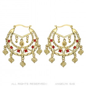 Boucles d'oreilles Savoyardes Niglo Femme Gitane Or Rubis  IM#22689