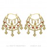 Boucles d'oreilles Savoyardes Niglo Femme Gitane Or Rubis  IM#22689