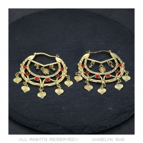 Niglo Women's Gitane Ruby Gold Savoyard Earrings IM#22690