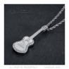 Gitarrenanhänger Gypsy Musiker Halskette Stahl Silber Diamanten IM#22702