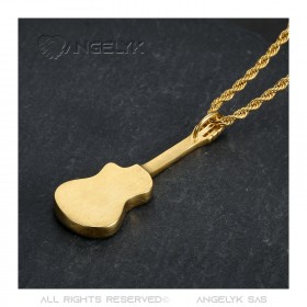 Gitarrenanhänger Gitano-Cutaway Stahl-Gold-Diamanten-Halskette IM#22721