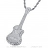 Ciondolo Chitarra taglio pan Collana Gypsy Acciaio Argento Diamanti IM#22725