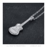 Pendant Guitar pan cut Gypsy Necklace Steel Silver Diamonds IM#22726