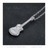 Pendentif Guitare pan coupé Gitan Collier Acier Argent Diamants  IM#22726