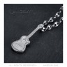 Pendentif Guitare pan coupé Gitan Grain de café Acier Argent Diamants  IM#22738