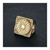 Ring der Zigeunerflagge Niglo Chevalière Stahl Gold Diamant IM#22751