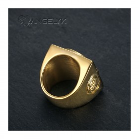 Anello con bandiera gitana Niglo Chevalière Acciaio Oro Diamante IM#22752