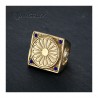 Ring der Zigeunerflagge Niglo Chevalière Stahl Gold Saphir IM#22758