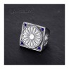 Gypsy Flag Ring Niglo Chevalière Steel Silver Sapphire IM#22794