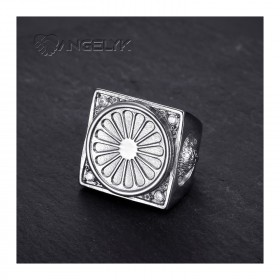 Gypsy Flag Ring Niglo Chevalière Steel Silver Diamond IM#22801