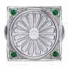 Bague du drapeau Gitan Niglo Chevalière Acier Argent Emeraude   IM#22806