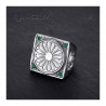 Gypsy Flag Ring Niglo Chevalière Steel Silver Emerald IM#22808