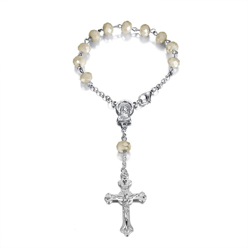 Silver car rosary and pearly pearls  IM#22813