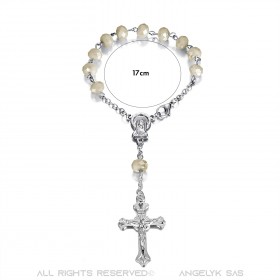 Silver car rosary and pearly pearls  IM#22814