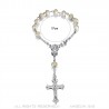 Silver car rosary and pearly pearls  IM#22814