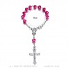 Rosario per auto in argento e perle rosa fucsia  IM#22822