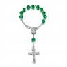 Silver car rosary and green beads  IM#22825