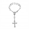 Silver car rosary and white pearls  IM#22829