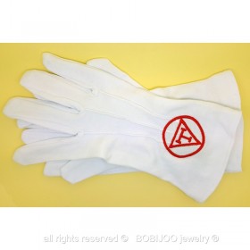 GAN0003 BOBIJOO Jewelry Gloves Freemasonry Embroidered T-Pyramid-Royal Arch Red One Size S M L