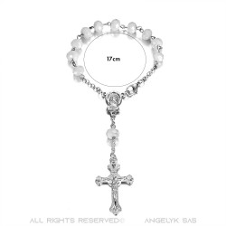 Silver car rosary and white pearls  IM#22830
