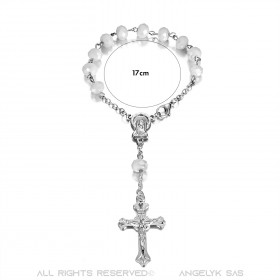 Silver car rosary and white pearls  IM#22830