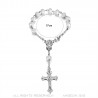 Silver car rosary and white pearls  IM#22830