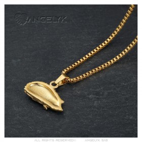 Pendant niglo Hedgehog necklace Steel Gold Diamond IM#22868