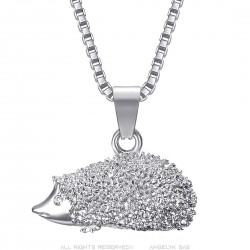 Niglo-Anhänger Zigeuner-Igel-Halskette Stahl Silber Diamant IM#22872