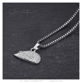 Pendant niglo Hedgehog Necklace Steel Silver Diamond IM#22873