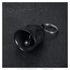 Clochette moto Gute Fahrt Acier inoxydable Noir titane  IM#22901