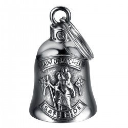 Motorbike Bell Mocy Bell St Christopher Safe Ride Stainless Steel Silver IM#22926