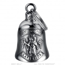 Motorbike bell Mocy Bell St Christopher Safe Ride Stainless steel Silver IM#22927