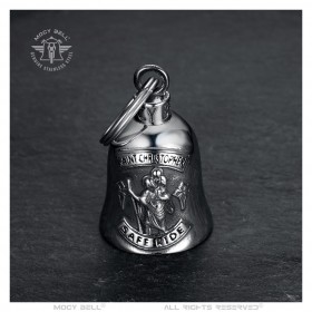 Clochette moto Mocy Bell St Christopher Safe Ride Acier inoxydable Argent  IM#22928