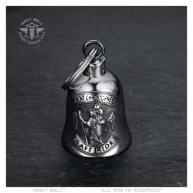 Motorbike bell Mocy Bell St Christopher Safe Ride Stainless steel Silver IM#22928