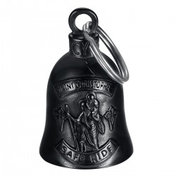 Mocy Bell St Christopher Safe Ride Stainless Steel Black IM#22933