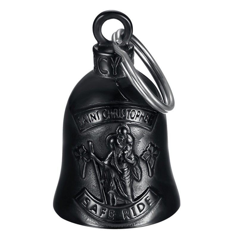 Motorradglocke Mocy Bell St Christopher Safe Ride Edelstahl Schwarz IM#22933