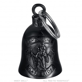 Campanello per moto Mocy Bell St Christopher Safe Ride Acciaio inox nero IM#22934