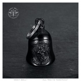 Motorbike bell Mocy Bell St Christopher Safe Ride Stainless steel Black IM#22935