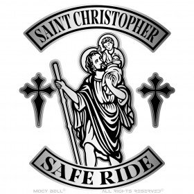 Timbre de moto Mocy Bell St Christopher Safe Ride Acero inoxidable Negro IM#22937