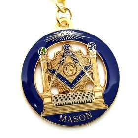 Porte-Clés Masonic Rond LDS Temple Bleu bobijoo