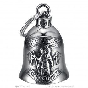 Motorbike bell Mocy Bell St Christoph Sichere Fahrt Stainless steel Silver IM#22941