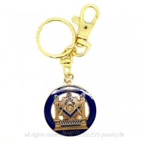 Masonic Keyring Round LDS Temple Blue bobijoo