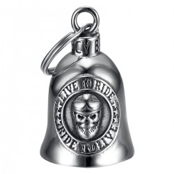 Motorbike Bell Mocy Bell Skull Live To Ride Stainless Steel Silver IM#23013
