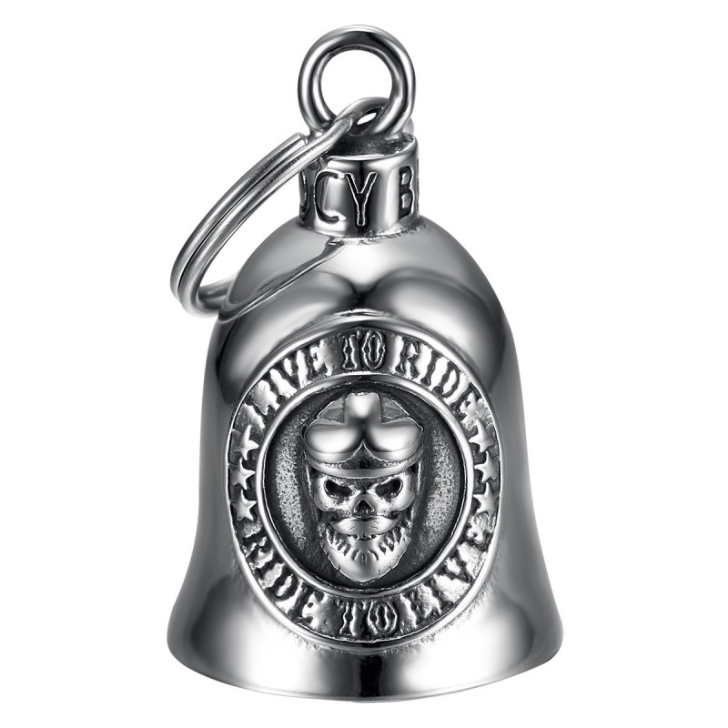 Campanello per moto Mocy Bell Skull Live To Ride Acciaio inossidabile Argento IM#23013