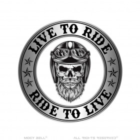 Timbre de moto Mocy Bell Skull Live To Ride Acero inoxidable Plata IM#23017