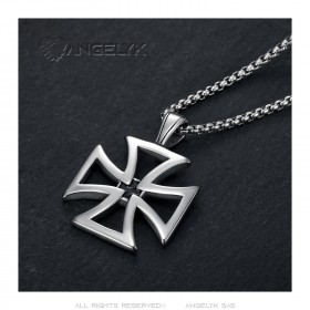 Stainless Steel Openwork Templar Cross Pendant IM#23029