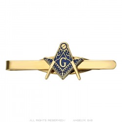 Krawattenklammer Franc Maçon Vergoldet Gold Fein Blau IM#23034