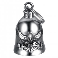 Motorbike bell Mocy Bell Eagle Ride to Live Stainless steel Silver IM#23053