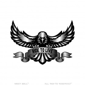 Timbre de motocicleta Mocy Bell Eagle Ride to Live Acero inoxidable Negro IM#23064