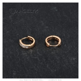 Boucles d'Oreilles Doré Or Fin Enfant Bébé Fille Créoles Strass  IM#23117